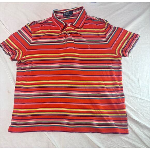 Polo Ralph Lauren Polo Shirt Mens XL Cinco De Mayo Aztec Multi Color Stripes - Picture 1 of 10